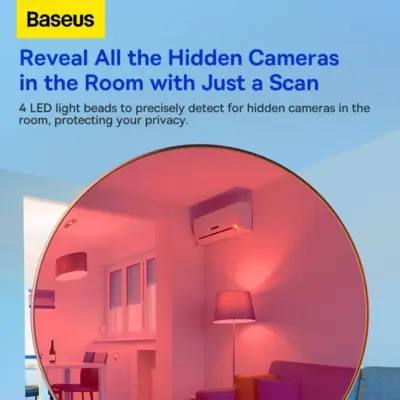 Thiết Bị Dò Ống Kính Ẩn Baseus Heyo Camera Detector Bảo Vệ An Ninh Chống Nhìn Trộm - Thiết Bị Dò Ống Kính Ẩn <strong>Baseus Heyo BS-HA016</strong> phát hiện camera ẩn, bảo vệ an ninh cá nhân. Công nghệ hồng ngoại 3D quét bán kính 5m, pin chờ 720 giờ. <strong>Baseus Heyo</strong> siêu gọn (15g), dễ mang theo, lý tưởng cho khách sạn, phòng thay đồ, nhà nghỉ.