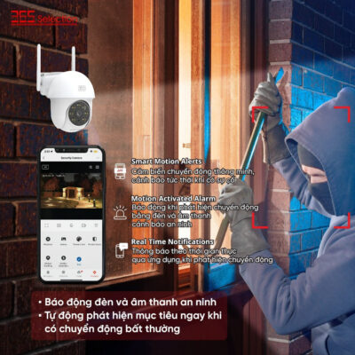Camera Wifi Ngoài Trời 365 Selection OC2 Tuya 5MP 3K Chính Hãng - <strong>Camera Wifi 365 Selection OC2 Tuya 5MP 3K</strong>, chống nước IP65, quay 360° PTZ, quay màu ban đêm 10m. Kết nối Tuya Smart/365 Life qua Wifi 2.4GHz, đàm thoại 2 chiều, phát hiện chuyển động AI. Hỗ trợ thẻ nhớ 256GB, lắp đặt dễ, bảo hành 24 tháng, lý tưởng giám sát ngoài trời.