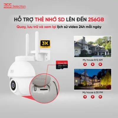 Camera Wifi Ngoài Trời 365 Selection OC2 Tuya 5MP 3K Chính Hãng - <strong>Camera Wifi 365 Selection OC2 Tuya 5MP 3K</strong>, chống nước IP65, quay 360° PTZ, quay màu ban đêm 10m. Kết nối Tuya Smart/365 Life qua Wifi 2.4GHz, đàm thoại 2 chiều, phát hiện chuyển động AI. Hỗ trợ thẻ nhớ 256GB, lắp đặt dễ, bảo hành 24 tháng, lý tưởng giám sát ngoài trời.