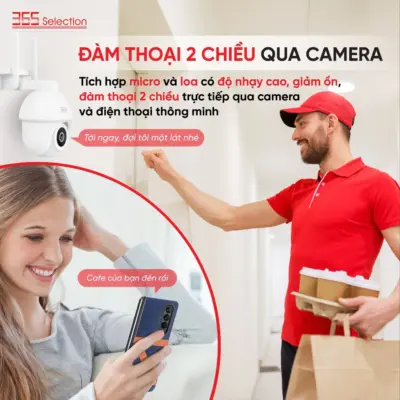 Camera Wifi Ngoài Trời 365 Selection OC2 Tuya 5MP 3K Chính Hãng - <strong>Camera Wifi 365 Selection OC2 Tuya 5MP 3K</strong>, chống nước IP65, quay 360° PTZ, quay màu ban đêm 10m. Kết nối Tuya Smart/365 Life qua Wifi 2.4GHz, đàm thoại 2 chiều, phát hiện chuyển động AI. Hỗ trợ thẻ nhớ 256GB, lắp đặt dễ, bảo hành 24 tháng, lý tưởng giám sát ngoài trời.