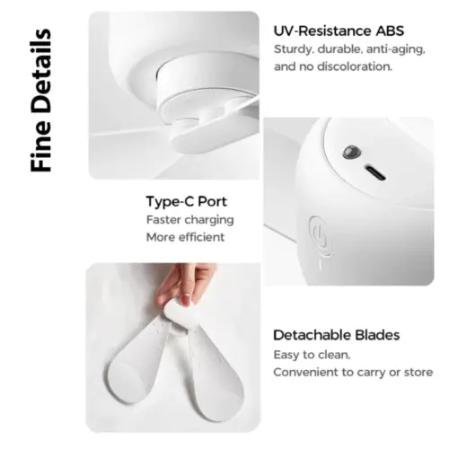 Quạt trần Jisulife FA16, pin 8.000mAh, 4 mức độ gió, động cơ không chổi than giảm tiếng ồn, hiệu suất cao - Hình ảnh 6