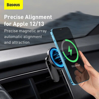 Giá Đỡ Sạc Không Dây Ô Tô Baseus Big Energy - Hít Từ Tính Cực Mạnh, Sạc Nhanh 15W, Cho iPhone & Android - Trải nghiệm sự tiện lợi và sức mạnh từ tính vượt trội với giá đỡ sạc không dây <strong>Baseus Big Energy</strong>. Với lực hút nam châm N52 cực mạnh, sản phẩm giữ chặt điện thoại của bạn một cách ổn định trên mọi cung đường, loại bỏ hoàn toàn tình trạng rung lắc, rơi rớt. Tận hưởng tốc độ sạc nhanh không dây 15W, giúp nạp đầy năng lượng cho thiết bị trong suốt hành trình. Thiết kế tối giản, sang trọng với vòng đèn LED tinh tế, cùng khả năng xoay 360 độ linh hoạt, <strong>Baseus Big Energy</strong> không chỉ là một phụ kiện tiện ích mà còn là một điểm nhấn đẳng cấp cho nội thất xe hơi của bạn. Đây là người bạn đồng hành đáng tin cậy trên mọi nẻo đường.