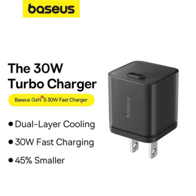 Sạc nhanh hiệu Baseus GaN5S 1C 30W US - Đừng để kích thước đánh lừa bạn! Củ sạc <strong>Baseus GaN5S 1C 30W US</strong> là một "gã khổng lồ" năng lượng trong một thân hình tí hon. Tích hợp công nghệ GaN5S tiên tiến nhất, sản phẩm mang đến công suất 30W mạnh mẽ, có khả năng sạc nhanh cho cả MacBook Air, iPad Pro và hỗ trợ sạc siêu nhanh cho Samsung. Với kích thước chỉ tương đương một đồng xu, đây là người bạn đồng hành lý tưởng cho những chuyến đi, giúp tiết kiệm không gian mà không hy sinh hiệu suất. An toàn, mạnh mẽ và siêu di động, <strong>Baseus GaN5S 1C 30W US</strong> là giải pháp sạc tối giản cho mọi tín đồ công nghệ.