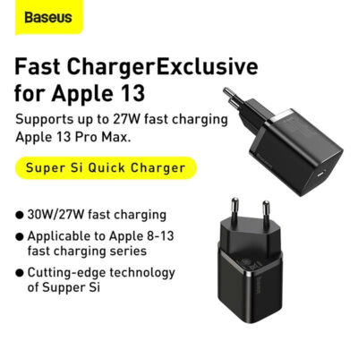 Sạc nhanh hiệu Baseus Super Si IC 30W EU - Trải nghiệm sức mạnh sạc nhanh vượt trội trong một thiết kế tối giản với <strong>Baseus Super Si IC 30W EU</strong>. Đây là giải pháp năng lượng "tất cả trong một", với công suất 30W mạnh mẽ có khả năng sạc nhanh cho cả MacBook Air, iPad Pro và điện thoại. Tích hợp công nghệ SuperSi tiên tiến, củ sạc có kích thước cực kỳ nhỏ gọn, lý tưởng cho việc di chuyển. Chip thông minh tự động nhận diện thiết bị và bảo vệ an toàn, chống quá nhiệt, quá dòng. Hãy nâng cấp trải nghiệm sạc của bạn và đơn giản hóa cuộc sống với củ sạc đa năng <strong>Baseus Super Si IC 30W EU</strong>.
