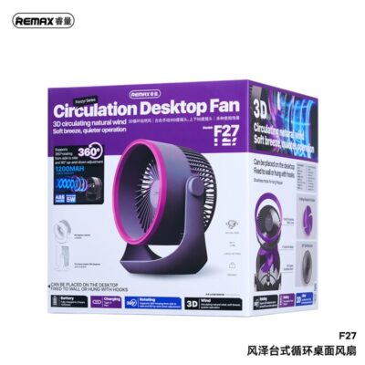 Quạt Để Bàn Remax F27, Động Cơ Không Chổi Than, Pin 4000mAh, Vận Hành Êm - <p dir="ltr" data-pm-slice="1 1 []">Quạt để bàn Remax <strong>F27</strong> tích hợp động cơ không chổi than, pin 4000mAh, vận hành êm (~30dB), gió mạnh 5.8-10m/s. Vỏ ABS+PC, điều chỉnh 3 mức gió, xoay 120°. Kích thước 200x180x90mm, trọng lượng 350g, sạc Type-C ~3h. Bảo hành 12 tháng, lý tưởng cho văn phòng, gia đình, làm mát hiệu quả, tiết kiệm không gian.</p>