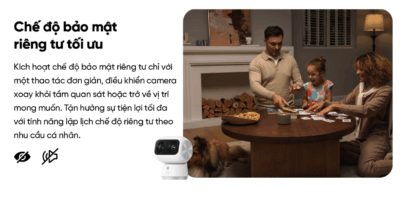 Camera trong nhà Eufy Indoor S350 - Trải nghiệm đỉnh cao an ninh gia đình với <strong>Camera trong nhà Eufy Indoor S350</strong>. Sản phẩm đột phá với hệ thống camera kép, bao gồm một ống kính góc rộng 4K và một ống kính tele 2K, mang đến độ phân giải siêu nét và khả năng zoom lai 8x ấn tượng. Nhờ đó, bạn có thể quan sát chi tiết mọi sự vật ở khoảng cách xa. Với khả năng xoay 360°, <strong>Eufy Indoor S350</strong> dễ dàng bao quát toàn bộ không gian mà không có điểm mù. Công nghệ AI thông minh tự động theo dõi chuyển động của người và vật nuôi, kết hợp cùng tầm nhìn đêm rõ nét, đảm bảo an ninh 24/7. Lưu trữ linh hoạt qua thẻ nhớ mà không cần trả phí hàng tháng, <strong>Eufy Indoor S350</strong> là lựa chọn hoàn hảo để giám sát con trẻ, thú cưng và bảo vệ ngôi nhà của bạn.