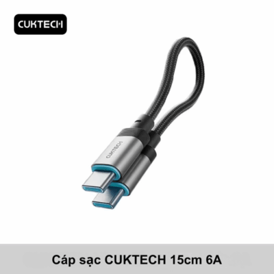 Cáp sạc Cuktech USB-C 6A 240W (15cm) - (CTC615S)