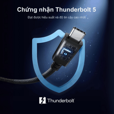 Cáp Thunderbolt 5 Anker Prime Type-C to Type-C- A84N1 Tốc Độ Truyền Dữ Liệu 80Gbps, Sạc Nhanh 240W, Màn Hình 8K - Khám phá sức mạnh vượt trội của <strong>Cáp Thunderbolt 5 Anker Prime Type-C to Type-C- A84N1</strong>, một phụ kiện không thể thiếu cho hệ sinh thái công nghệ của bạn. Với tốc độ truyền dữ liệu kinh ngạc lên đến 80Gbps và khả năng sạc nhanh Power Delivery 3.1 công suất 240W, sản phẩm này định nghĩa lại hiệu suất làm việc và giải trí. Cáp hỗ trợ xuất hình ảnh ra hai màn hình 4K hoặc một màn hình 8K, mang đến trải nghiệm hình ảnh sắc nét và sống động chưa từng có. Được chế tác từ những vật liệu cao cấp nhất, <strong>Cáp Thunderbolt 5 Anker Prime Type-C to Type-C- A84N1</strong> đảm bảo độ bền và sự ổn định tối đa. Tương thích hoàn hảo với các thiết bị Thunderbolt 4, Thunderbolt 3 và USB4, đây là sự đầu tư thông minh cho tương lai công nghệ của bạn