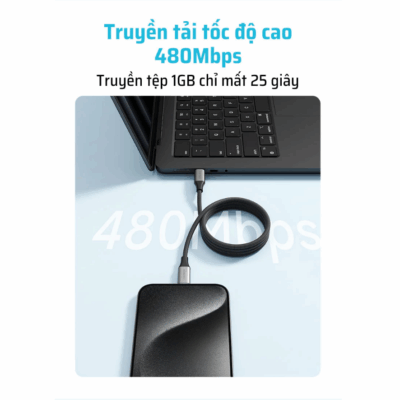 Cáp sạc Cuktech C to C 6A 240W từ tính (CMC610) -