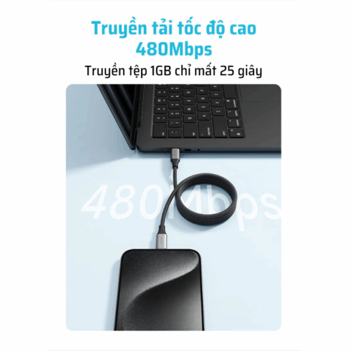 Cáp sạc Cuktech C to C 6A 240W từ tính (CMC610) - Hình ảnh 3
