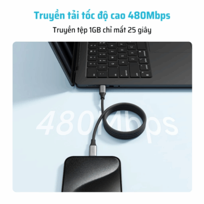 Cáp sạc Cuktech C to C 6A 240W từ tính (CMC610) -