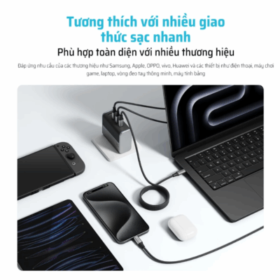 Cáp sạc Cuktech C to C 6A 240W từ tính (CMC610) -