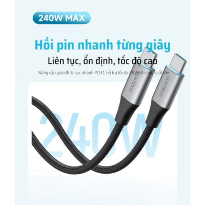 Cáp sạc Cuktech C to C 6A 240W từ tính (CMC610) -
