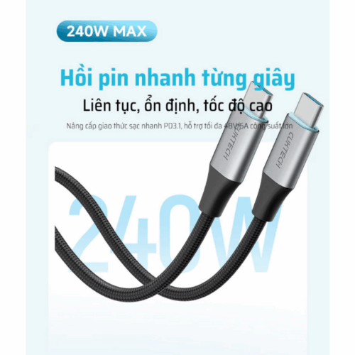 Cáp sạc Cuktech C to C 6A 240W từ tính (CMC610) - Hình ảnh 4