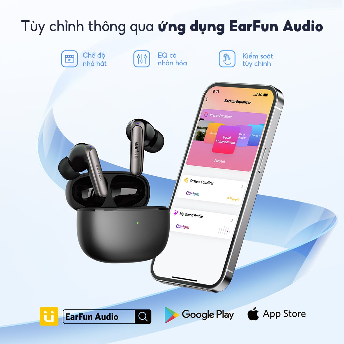 Tai nghe Bluetooth Earfun Air 2 NC Tai nghe Bluetooth Earfun Air 2 NC - Loại bỏ mọi phiền nhiễu và đắm chìm trong thế giới âm thanh của riêng bạn với tai nghe <strong>Earfun Air 2 NC</strong>. Tích hợp công nghệ chống ồn chủ động (ANC) Hybrid QuietSmart™ 2.0 hàng đầu, sản phẩm có khả năng loại bỏ hiệu quả tiếng ồn môi trường lên đến 43dB, mang lại không gian tĩnh lặng tuyệt đối. Chất lượng âm thanh đạt chuẩn Hi-Res Audio, kết hợp cùng hệ thống 6 micro chống ồn, đảm bảo âm nhạc sống động và cuộc gọi trong như pha lê. Với kết nối đa điểm thông minh, thời lượng pin bền bỉ và khả năng tùy chỉnh qua App, <strong>Earfun Air 2 NC</strong> là lựa chọn hoàn hảo để bạn tập trung làm việc và tận hưởng giải trí đỉnh cao.