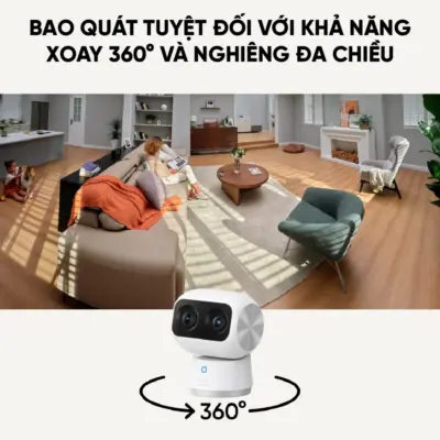 Camera trong nhà Eufy Indoor S350 - Trải nghiệm đỉnh cao an ninh gia đình với <strong>Camera trong nhà Eufy Indoor S350</strong>. Sản phẩm đột phá với hệ thống camera kép, bao gồm một ống kính góc rộng 4K và một ống kính tele 2K, mang đến độ phân giải siêu nét và khả năng zoom lai 8x ấn tượng. Nhờ đó, bạn có thể quan sát chi tiết mọi sự vật ở khoảng cách xa. Với khả năng xoay 360°, <strong>Eufy Indoor S350</strong> dễ dàng bao quát toàn bộ không gian mà không có điểm mù. Công nghệ AI thông minh tự động theo dõi chuyển động của người và vật nuôi, kết hợp cùng tầm nhìn đêm rõ nét, đảm bảo an ninh 24/7. Lưu trữ linh hoạt qua thẻ nhớ mà không cần trả phí hàng tháng, <strong>Eufy Indoor S350</strong> là lựa chọn hoàn hảo để giám sát con trẻ, thú cưng và bảo vệ ngôi nhà của bạn.