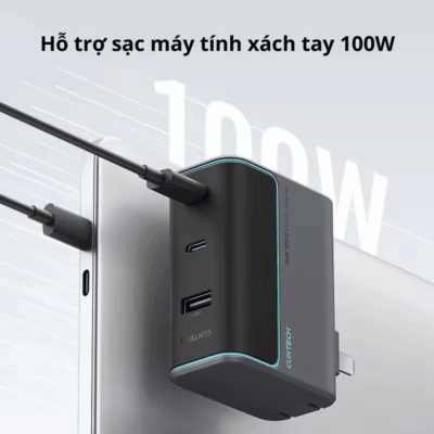 Củ sạc nhanh Cuktech 120W GaN Charger (AD1003) - Giải phóng không gian ổ cắm và đơn giản hóa cuộc sống của bạn với <strong>Cuktech 120W GaN Charger</strong> (AD1003). Nhờ công nghệ Gallium Nitride (GaN) tiên tiến, củ sạc này sở hữu công suất khủng 120W trong một thân hình nhỏ gọn đến bất ngờ, dễ dàng mang theo mọi lúc mọi nơi. Với 3 cổng sạc mạnh mẽ (2 USB-C, 1 USB-A), sản phẩm có thể sạc đồng thời cho cả laptop, điện thoại và tai nghe. Cổng USB-C cung cấp công suất PD lên đến 100W, trong khi cổng USB-A hỗ trợ sạc siêu nhanh Mi Turbo Charge 120W độc quyền. Tương thích toàn diện với mọi giao thức sạc nhanh phổ biến, <strong>Cuktech 120W GaN Charger</strong> chính là trạm sạc "tất cả trong một" duy nhất mà bạn cần.