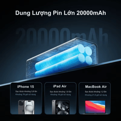 Pin dự phòng Cuktech No.15 Ultra 20000mAH 210W PD3– PB200U - Trải nghiệm sức mạnh vượt trội với <strong>pin dự phòng Cuktech 20.000mAh No.15 Ultra</strong> (PB200U) với tổng công suất lên đến 210W. Tích hợp công nghệ sạc nhanh tiên tiến nhất PD3.1 140W, sạc đầy 53% pin MacBook Pro 16" chỉ trong 30 phút. Dung lượng khủng 20.000mAh đảm bảo năng lượng cho cả ngày dài làm việc và giải trí. Sản phẩm được trang bị màn hình màu TFT 1.3-inch hiển thị đầy đủ thông số sạc, 3 cổng ra (2 Type-C, 1 USB-A) cho phép sạc đồng thời nhiều thiết bị. Thiết kế nhỏ gọn, an toàn trên máy bay, Cuktech No.15 Ultra là người bạn đồng hành lý tưởng cho mọi chuyến đi, đáp ứng mọi nhu cầu sạc từ laptop, điện thoại đến các thiết bị nhỏ. Hãy sở hữu ngay <strong>pin dự phòng Cuktech 20.000mAh No.15 Ultra</strong> để không bao giờ bị gián đoạn công việc.