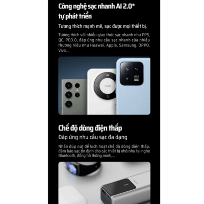 Pin sạc dự phòng Cuktech No.10 Power Bank 10.000mAh 150W (PB100P) - Trải nghiệm tốc độ sạc chưa từng có với <strong>Cuktech No.10 Power Bank 10.000mAh 150W</strong> (PB100P), viên pin dự phòng nhỏ gọn nhưng sở hữu sức mạnh bùng nổ. Đây là sản phẩm duy nhất trên thị trường hỗ trợ sạc siêu nhanh Mi Turbo Charge lên đến 120W qua cổng USB-A, sạc đầy Xiaomi 13 Pro chỉ trong 19 phút. Không chỉ vậy, cổng USB-C còn cung cấp công suất PD 100W mạnh mẽ, đủ sức nạp năng lượng cho cả MacBook Pro và các dòng laptop khác. Với dung lượng 10.000mAh, thiết kế hình trụ độc đáo và màn hình màu TFT hiển thị thông số chi tiết, <strong>Cuktech No.10 Power Bank 10.000mAh 150W</strong> là giải pháp năng lượng đỉnh cao, là "vũ khí bí mật" cho các tín đồ công nghệ, đặc biệt là người dùng hệ sinh thái Xiaomi.