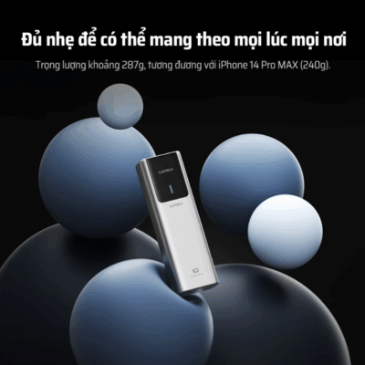 Pin sạc dự phòng Cuktech No.10 Power Bank 10.000mAh 150W (PB100P) - Trải nghiệm tốc độ sạc chưa từng có với <strong>Cuktech No.10 Power Bank 10.000mAh 150W</strong> (PB100P), viên pin dự phòng nhỏ gọn nhưng sở hữu sức mạnh bùng nổ. Đây là sản phẩm duy nhất trên thị trường hỗ trợ sạc siêu nhanh Mi Turbo Charge lên đến 120W qua cổng USB-A, sạc đầy Xiaomi 13 Pro chỉ trong 19 phút. Không chỉ vậy, cổng USB-C còn cung cấp công suất PD 100W mạnh mẽ, đủ sức nạp năng lượng cho cả MacBook Pro và các dòng laptop khác. Với dung lượng 10.000mAh, thiết kế hình trụ độc đáo và màn hình màu TFT hiển thị thông số chi tiết, <strong>Cuktech No.10 Power Bank 10.000mAh 150W</strong> là giải pháp năng lượng đỉnh cao, là "vũ khí bí mật" cho các tín đồ công nghệ, đặc biệt là người dùng hệ sinh thái Xiaomi.