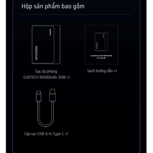 Pin sạc dự phòng Cuktech 10.000mAh Power Bank 30W (PB100S) - Hình ảnh 2