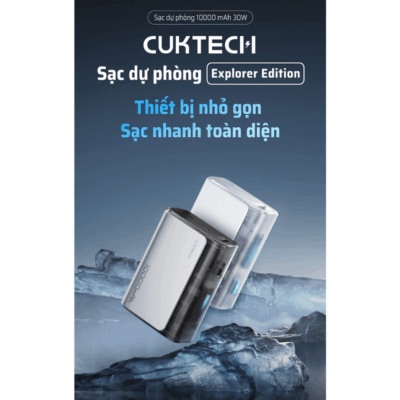 Pin sạc dự phòng Cuktech 10.000mAh Power Bank 30W (PB100S) - <strong>Cuktech 10.000mAh Power Bank 30W</strong> (PB100S) là định nghĩa mới về sự tiện lợi và hiệu năng. Với thiết kế siêu nhỏ gọn, chỉ nặng khoảng 195g, viên pin này là người bạn đồng hành lý tưởng cho cuộc sống năng động. Đừng để vẻ ngoài đánh lừa, sản phẩm sở hữu công suất sạc nhanh 2 chiều lên đến 30W, sạc đầy 58% pin iPhone 15 chỉ trong 30 phút. Tích hợp đầy đủ các công nghệ sạc nhanh tiên tiến như PD3.0, PPS, và QC3.0, viên pin tương thích hoàn hảo với mọi thiết bị từ iPhone, Samsung, Xiaomi đến cả MacBook Air. Hai cổng sạc (USB-C và USB-A) cùng chế độ sạc dòng thấp tiện lợi cho phụ kiện, <strong>Cuktech 10.000mAh Power Bank 30W</strong> chính là giải pháp năng lượng toàn diện, nhỏ gọn mà bạn luôn tìm kiếm.