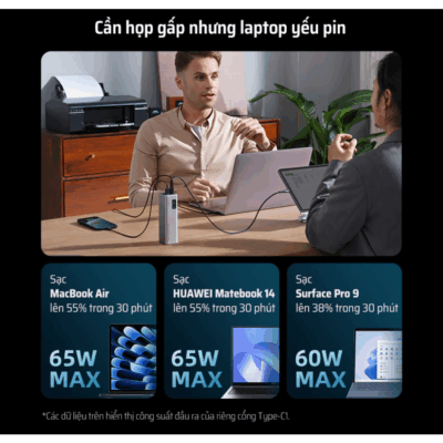 Pin sạc dự phòng Cuktech 15 SE Power Bank 20.000mAh 85W (PB200) - <strong>Cuktech 15 SE Power Bank 20.000mAh 85W</strong> (PB200) là phiên bản tinh gọn đầy mạnh mẽ, mang đến giải pháp sạc hiệu quả cho người dùng hiện đại. Với dung lượng lớn 20.000mAh, viên pin này đảm bảo cung cấp năng lượng dồi dào cho nhiều ngày sử dụng. Sản phẩm sở hữu 3 cổng sạc (2 USB-C, 1 USB-A) với tổng công suất lên đến 85W, trong đó cổng USB-C1 cung cấp công suất PD 67W, đủ sức sạc nhanh cho cả laptop và MacBook. Thiết kế dạng "cột năng lượng" độc đáo, cầm nắm chắc tay cùng màn hình LED hiển thị dung lượng pin trực quan. Tương thích rộng rãi với các chuẩn sạc nhanh phổ biến như PD3.0, PPS, QC3.0, <strong>Cuktech 15 SE Power Bank 20.000mAh 85W</strong> là sự lựa chọn thông minh, cân bằng hoàn hảo giữa hiệu năng, thiết kế và giá trị.  