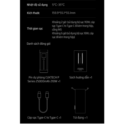 Pin sạc dự phòng Cuktech 20 Power Bank 25.000mAh 210W (P23) - Hình ảnh 16