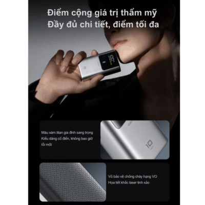 Cuktech No.10 Mini Power Bank 10.000mAh 55W (PB1055) - Đừng để kích thước đánh lừa bạn! <strong>Cuktech No.10 Mini Power Bank 10.000mAh 55W</strong> (PB1055) là "nhà vô địch" năng lượng trong phân khúc siêu nhỏ gọn. Với kích thước chỉ bằng 1/3 chiếc iPhone 15 Pro, viên pin này dễ dàng nằm gọn trong túi áo, túi quần của bạn. Dù nhỏ bé, sản phẩm sở hữu công suất đầu ra lên đến 55W, hỗ trợ sạc siêu nhanh Mi Turbo Charge cho các dòng điện thoại Xiaomi và tương thích hoàn hảo với các chuẩn PD, PPS, QC cho iPhone, Samsung và nhiều thiết bị khác. Dung lượng 10.000mAh đủ năng lượng cho cả ngày dài năng động. Được trang bị cell pin 21700 chất lượng cao và 9 lớp bảo vệ an toàn, <strong>Cuktech No.10 Mini Power Bank 10.000mAh 55W</strong> là người bạn đồng hành lý tưởng, mạnh mẽ và đáng tin cậy.