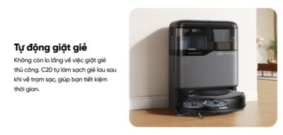 Robot Hút Bụi Lau Sàn Eufy C20 Omni - Khám phá ngay <strong>Robot hút bụi lau sàn eufy C20 Omni</strong>, giải pháp làm sạch toàn diện và tự động cho ngôi nhà của bạn. Với trạm sạc Omni "All-in-One", robot có thể tự động hút rác, giặt và sấy khô giẻ lau, giúp bạn hoàn toàn rảnh tay. Sản phẩm sở hữu lực hút mạnh mẽ 7.000Pa kết hợp công nghệ lau xoay Mop Master™ tốc độ cao, dễ dàng loại bỏ mọi bụi bẩn, lông thú và vết bẩn cứng đầu. Đặc biệt, <strong>eufy C20 Omni</strong> được trang bị công nghệ Pro-Detangle Comb™ tự động gỡ rối tóc thông minh và thiết kế siêu mỏng chỉ 8.5cm, làm sạch hiệu quả mọi ngóc ngách, kể cả gầm nội thất thấp. Đây là lựa chọn lý tưởng cho cuộc sống hiện đại và bận rộn.