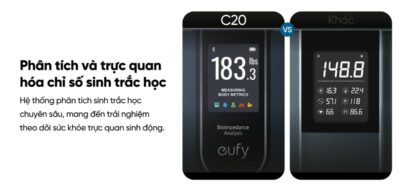 Cân Điện Tử Thông Minh eufy C20 - Hàng Chính Hãng | Phân Tích 16 Chỉ Số Cơ Thể, Kết Nối App EufyLife - Khám phá ngay cân điện tử thông minh <strong>eufy C20</strong>, người bạn đồng hành lý tưởng trên hành trình chăm sóc sức khỏe toàn diện. Với khả năng phân tích chính xác 16 chỉ số sinh trắc học quan trọng, <strong>eufy C20</strong> giúp bạn thấu hiểu cơ thể một cách sâu sắc nhất. Thiết bị sở hữu thiết kế tinh tế, màn hình TFT 3.36 inch hiển thị thông tin trực quan và kết nối dễ dàng với ứng dụng EufyLife qua Bluetooth. Theo dõi tiến trình, đặt mục tiêu và quản lý sức khỏe cho cả gia đình chưa bao giờ dễ dàng đến thế. Với độ chính xác cao và khả năng lưu trữ không giới hạn hồ sơ người dùng, đây là lựa chọn hoàn hảo cho mọi gia đình hiện đại.