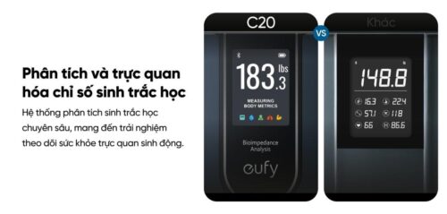 Cân Điện Tử Thông Minh eufy C20 - Hàng Chính Hãng | Phân Tích 16 Chỉ Số Cơ Thể, Kết Nối App EufyLife - Hình ảnh 19