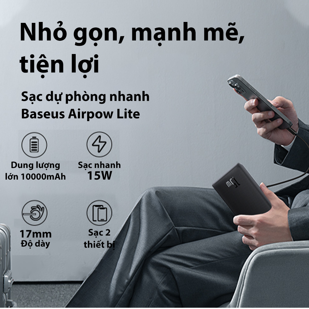 Sạc Dự Phòng Baseus Airpow Lite Power Bank 10000mAh 15W -