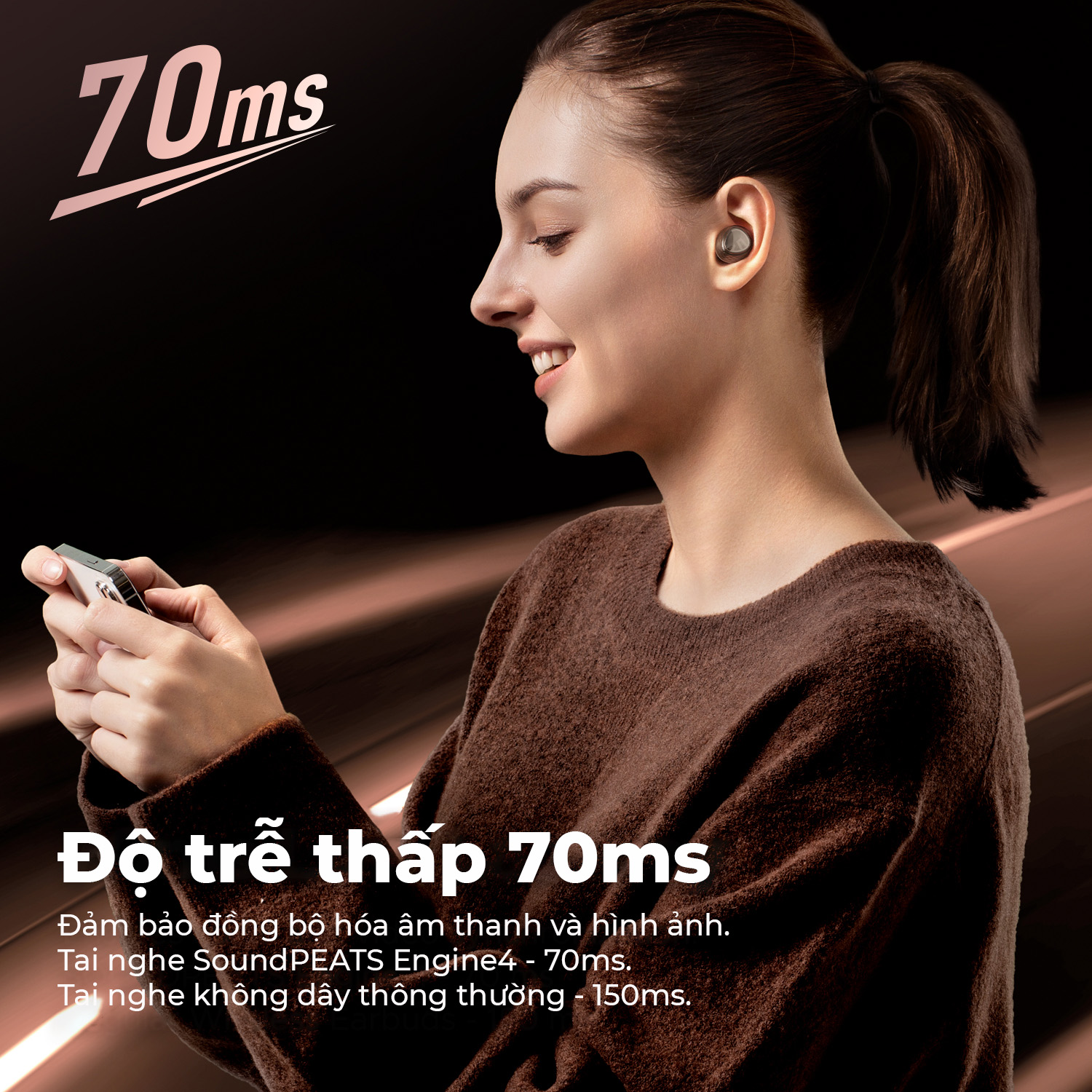 Tai nghe Bluetooth thể thao SoundPEATS Engine4, In-Ear, Coaxial Dual Driver, LDAC Hi-Res, Pin 43H, IPX4, Bluetooth 5.3, ENC Tai nghe Bluetooth thể thao SoundPEATS Engine4, In-Ear, Coaxial Dual Driver, LDAC Hi-Res, Pin 43H, IPX4, Bluetooth 5.3, ENC - Tai nghe <strong>SoundPEATS Engine4</strong> với công nghệ <strong>SoundPEATS Engine4</strong>, thiết kế in-ear, Coaxial Dual Driver (10mm+6mm), âm thanh Hi-Res LDAC. Pin 12.5H (tai nghe), 43H (với hộp sạc), sạc USB-C. IPX4 chống nước, 4 mic ENC, Bluetooth 5.3, độ trễ 70ms (Game Mode). App PeatsAudio tùy chỉnh EQ. Bảo hành 12 tháng, lý tưởng cho thể thao, nghe nhạc.