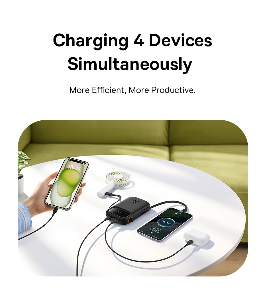 Sạc dự phòng hiệu Baseus QPow 2 Digital Display Fast-Charging 20000mAh 30W Sạc dự phòng hiệu Baseus QPow 2 Digital Display Fast-Charging 20000mAh 30W - Trải nghiệm sức mạnh và sự tiện lợi tối thượng với sạc dự phòng <strong>Baseus QPow 2</strong> 20000mAh 30W. Đây là giải pháp năng lượng "tất cả trong một", nổi bật với sợi cáp sạc nhanh tích hợp sẵn, loại bỏ hoàn toàn nỗi lo quên mang theo cáp. Công suất 30W mạnh mẽ cho phép sạc nhanh không chỉ cho điện thoại mà còn cho cả iPad và các dòng tablet khác. Với dung lượng khủng 20000mAh và màn hình LED kỹ thuật số hiển thị chính xác % pin, bạn sẽ luôn chủ động trong mọi chuyến đi. Nhỏ gọn, đa năng và mạnh mẽ, <strong>Baseus QPow 2</strong> là người bạn đồng hành không thể thiếu cho cuộc sống số của bạn.