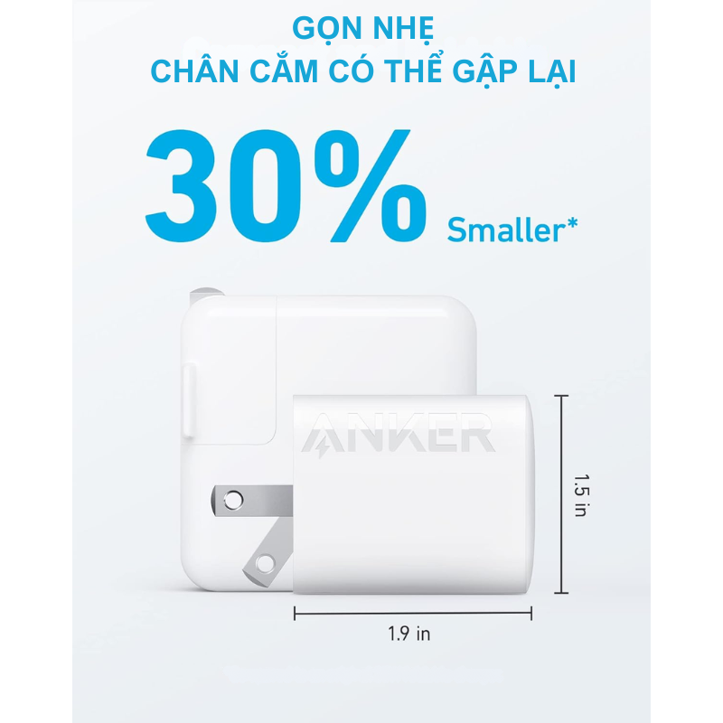 Sạc Nhanh Anker 312 Ace 30W (B2640) Kèm Cáp C to C - Anker B2640 30W Chính Hãng, Giá Tốt Bộ củ cáp sạc nhanh Anker 312 B2640 30W, kèm Cáp C to C dài 0.9m - Bộ củ cáp sạc nhanh Anker 312 B2640 30W đi kèm cáp USB-C to USB-C dài 0.9m, hỗ trợ sạc nhanh Power Delivery (PD) cho iPhone, Samsung và nhiều thiết bị khác. Thiết kế nhỏ gọn, chân gập tiện lợi, dễ mang theo. Đảm bảo an toàn với công nghệ MultiProtect, công suất tối đa 30W đáp ứng nhu cầu sạc hiệu quả.
