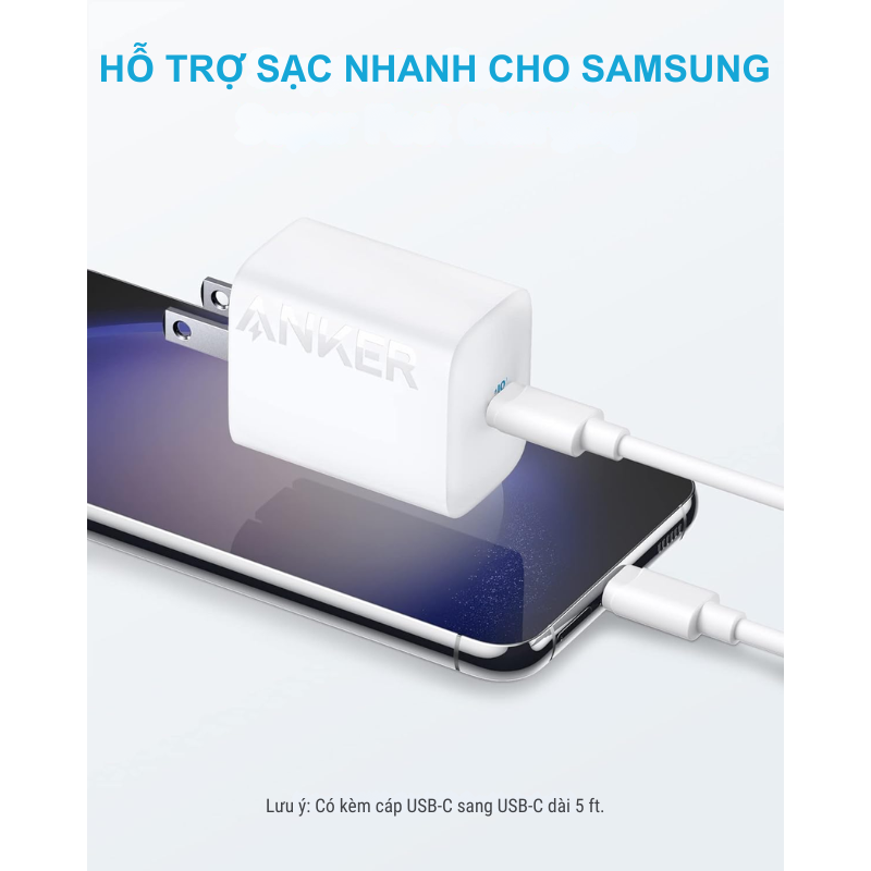 Sạc Nhanh Anker 312 Ace 30W (B2640) Kèm Cáp C to C - Anker B2640 30W Chính Hãng, Giá Tốt Bộ củ cáp sạc nhanh Anker 312 B2640 30W, kèm Cáp C to C dài 0.9m - Bộ củ cáp sạc nhanh Anker 312 B2640 30W đi kèm cáp USB-C to USB-C dài 0.9m, hỗ trợ sạc nhanh Power Delivery (PD) cho iPhone, Samsung và nhiều thiết bị khác. Thiết kế nhỏ gọn, chân gập tiện lợi, dễ mang theo. Đảm bảo an toàn với công nghệ MultiProtect, công suất tối đa 30W đáp ứng nhu cầu sạc hiệu quả.