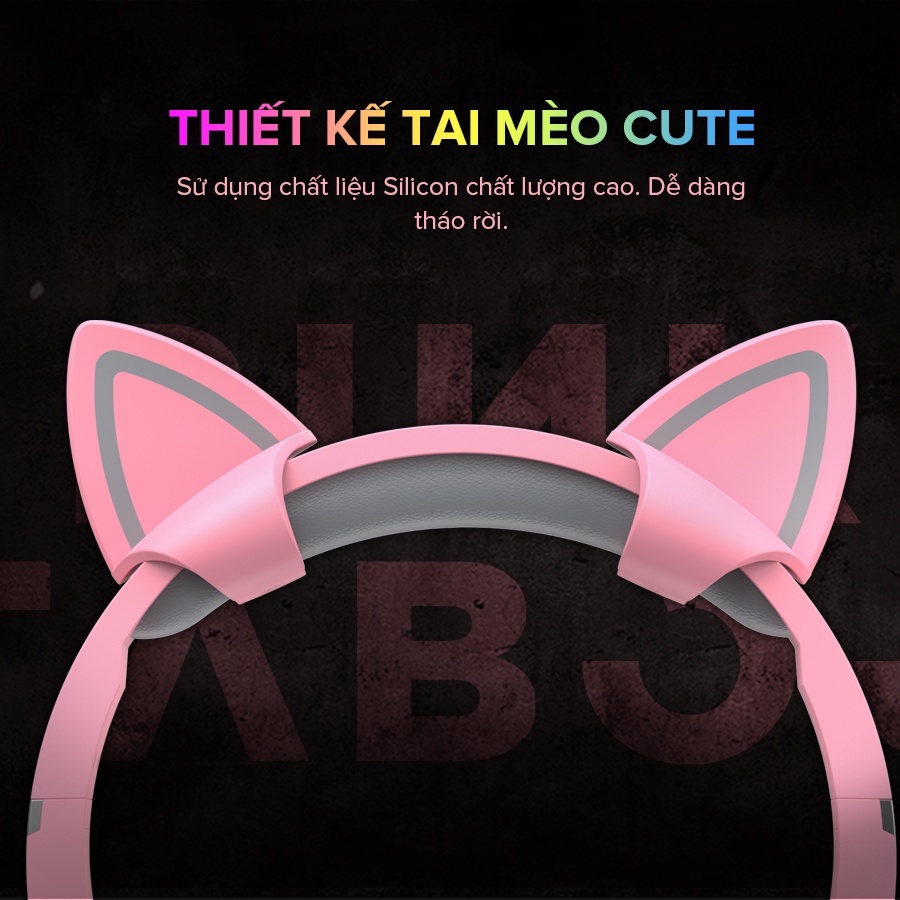 Tai Nghe Mèo HAVIT H2233D, Driver 50mm, Đèn LED RGB, Mic Khử Ồn - Chính Hãng BH 12 Tháng Dizigear Tai Nghe Mèo HAVIT H2233D, Driver 50mm, Đèn LED RGB, Mic Khử Ồn - Chính Hãng BH 12 Tháng Dizigear - Thể hiện cá tính và đắm chìm trong thế giới game với tai nghe tai mèo <strong>HAVIT H2233D</strong>. Nổi bật với thiết kế tai mèo dễ thương cùng hệ thống đèn LED RGB sống động, sản phẩm là một tuyên ngôn phong cách cho mọi nữ game thủ và streamer. Trải nghiệm âm thanh vòm 3D bùng nổ, chi tiết đến từng bước chân nhờ màng loa lớn 50mm. Giao tiếp rõ nét với đồng đội nhờ micro đa hướng có khả năng khử ồn hiệu quả. Đệm tai siêu mềm mại, công thái học mang lại sự thoải mái tuyệt đối cho những giờ phút "cày game" dài. <strong>HAVIT H2233D</strong> là sự kết hợp hoàn hảo giữa thẩm mỹ và hiệu năng, giúp bạn tỏa sáng trong mọi trận chiến.