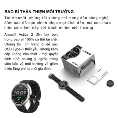Đồng Hồ Thông Minh Amazfit Active 2 - Nâng Tầm Luyện Tập, Tối Ưu Sức Khỏe Đồng Hồ Thông Minh Amazfit Active 2 - Nâng Tầm Luyện Tập, Tối Ưu Sức Khỏe - Chinh phục mọi mục tiêu với <strong>Đồng hồ Amazfit Active 2</strong>, người bạn đồng hành không thể thiếu cho lối sống năng động. Phiên bản nâng cấp này mang đến thiết kế cao cấp, màn hình AMOLED sắc nét, cùng loạt tính năng theo dõi sức khỏe và thể thao chuyên sâu. Với GPS đa băng tần chính xác, hơn 150 chế độ luyện tập, đo SpO2, nhịp tim 24/7 và theo dõi giấc ngủ, <strong>Amazfit Active 2</strong> giúp bạn hiểu rõ cơ thể mình hơn bao giờ hết. Tích hợp Zepp OS mượt mà, thời lượng pin ấn tượng và khả năng gọi điện Bluetooth, <strong>Đồng hồ Amazfit Active 2</strong> sẽ thúc đẩy bạn vượt qua giới hạn và sống khỏe mạnh hơn mỗi ngày.