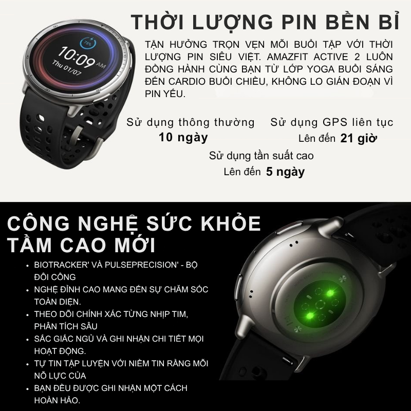 Đồng Hồ Thông Minh Amazfit Active 2 - Nâng Tầm Luyện Tập, Tối Ưu Sức Khỏe Đồng Hồ Thông Minh Amazfit Active 2 - Nâng Tầm Luyện Tập, Tối Ưu Sức Khỏe - Hình ảnh 8