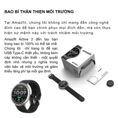 Đồng Hồ Thông Minh Amazfit Active 2 - Nâng Tầm Luyện Tập, Tối Ưu Sức Khỏe Đồng Hồ Thông Minh Amazfit Active 2 - Nâng Tầm Luyện Tập, Tối Ưu Sức Khỏe - Chinh phục mọi mục tiêu với <strong>Đồng hồ Amazfit Active 2</strong>, người bạn đồng hành không thể thiếu cho lối sống năng động. Phiên bản nâng cấp này mang đến thiết kế cao cấp, màn hình AMOLED sắc nét, cùng loạt tính năng theo dõi sức khỏe và thể thao chuyên sâu. Với GPS đa băng tần chính xác, hơn 150 chế độ luyện tập, đo SpO2, nhịp tim 24/7 và theo dõi giấc ngủ, <strong>Amazfit Active 2</strong> giúp bạn hiểu rõ cơ thể mình hơn bao giờ hết. Tích hợp Zepp OS mượt mà, thời lượng pin ấn tượng và khả năng gọi điện Bluetooth, <strong>Đồng hồ Amazfit Active 2</strong> sẽ thúc đẩy bạn vượt qua giới hạn và sống khỏe mạnh hơn mỗi ngày.