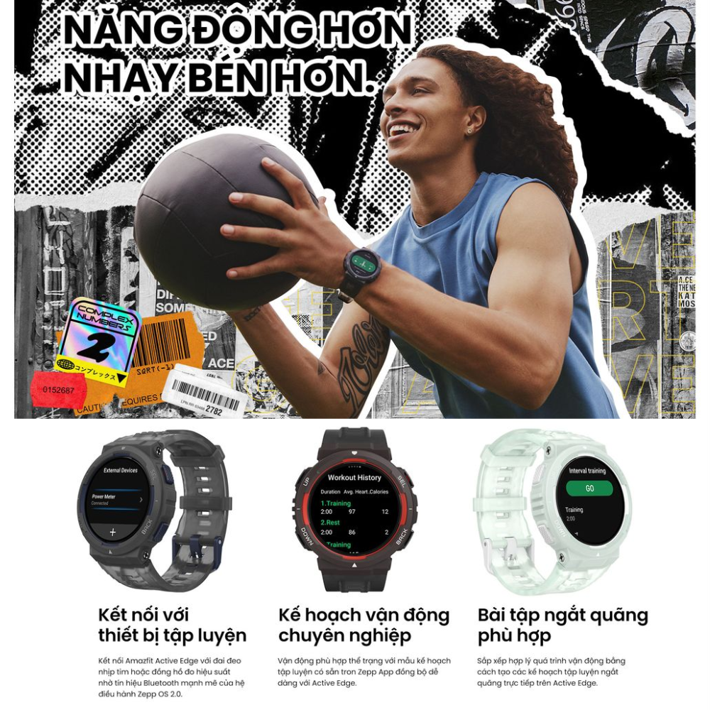 Đồng Hồ Thông Minh Amazfit Active Edge - Bền Bỉ Vượt Trội, Năng Động Không Giới Hạn Amazfit Active Edge