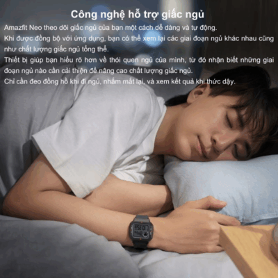 Đồng hồ thông minh Amazfit Neo - Vẻ đẹp retro, sức mạnh hiện đại, đồng hành cùng bạn sống khỏe Đồng hồ thông minh Amazfit Neo - Vẻ đẹp retro, sức mạnh hiện đại, đồng hành cùng bạn sống khỏe - Quay về quá khứ với thiết kế cổ điển nhưng vẫn tràn đầy tính năng hiện đại, <strong>Amazfit Neo</strong> là chiếc đồng hồ thông minh độc đáo dành cho những ai yêu thích phong cách retro. Với màn hình STN đơn sắc, khả năng chống nước 5 ATM và thời lượng pin cực khủng lên đến 28 ngày, <strong>Amazfit Neo</strong> bền bỉ và đáng tin cậy. Tích hợp theo dõi nhịp tim 24/7, phân tích giấc ngủ và hệ thống đánh giá sức khỏe PAI, chiếc đồng hồ này giúp bạn theo dõi sức khỏe một cách đơn giản mà hiệu quả, kết nối phong cách cổ điển với tiện ích hiện đại.