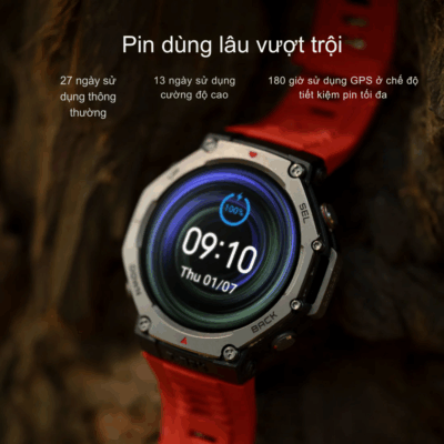 Đồng Hồ Thông Minh Amazfit T-REX 3 - Sức Mạnh Huyền Thoại, Chinh Phục Mọi Giới Hạn - Chinh phục những thử thách khắc nghiệt nhất với <strong>Đồng hồ thông minh Amazfit T-REX 3</strong>, phiên bản tiếp theo của dòng đồng hồ bền bỉ huyền thoại. Được chế tạo theo tiêu chuẩn quân đội, <strong>Amazfit T-REX 3</strong> sở hữu độ bền vượt trội, khả năng chống nước 10 ATM và chống chịu nhiệt độ khắc nghiệt. Với GPS băng tần kép siêu chính xác, hơn 150 chế độ thể thao chuyên sâu, màn hình AMOLED rực rỡ và thời lượng pin cực khủng, <strong>Amazfit T-REX 3</strong> là người bạn đồng hành lý tưởng cho những nhà thám hiểm, vận động viên và bất kỳ ai muốn vượt qua mọi giới hạn. Tích hợp Zepp OS mượt mà và các tính năng theo dõi sức khỏe toàn diện, <strong>Đồng hồ thông minh Amazfit T-REX 3</strong> đảm bảo bạn luôn sẵn sàng cho mọi cuộc phiêu lưu.