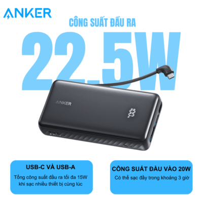 Pin sạc dự phòng Anker Zolo Power Bank 20000mAh - A110E: Nguồn Năng Lượng Cho Mọi Chuyến Đi -