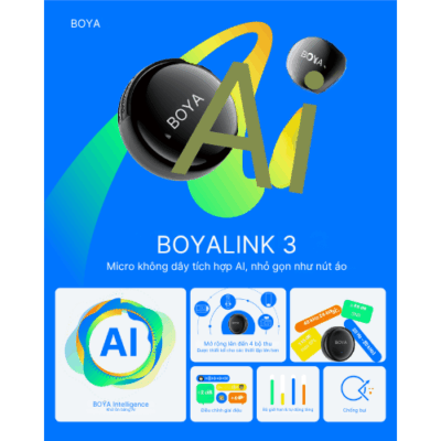 Mic Không Dây BOYALINK 3-01 Micro Cài Áo Đa Năng - Nâng tầm chất lượng âm thanh của bạn với <strong>Mic không dây BOYALINK 3-01</strong> – bộ micro không dây 3 kênh chuyên nghiệp, lý tưởng cho mọi nhà sáng tạo nội dung, vlogger, podcaster và nhà báo di động. Với khả năng tương thích rộng rãi trên nhiều thiết bị, từ camera, điện thoại thông minh đến máy tính, <strong>BOYALINK 3-01</strong> mang đến sự tiện lợi tối đa cùng chất lượng âm thanh rõ ràng, không nhiễu. Thiết kế nhỏ gọn, dễ sử dụng, cùng pin bền bỉ, <strong>Mic không dây BOYALINK 3-01</strong> là giải pháp hoàn hảo cho các buổi ghi hình ngoài trời, phỏng vấn hay livestream, đảm bảo mọi khoảnh khắc đều được thu lại trọn vẹn và chuyên nghiệp.