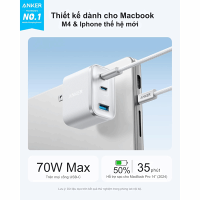 Củ Sạc Nhanh Anker Nano 70W PD A121A - Giới thiệu <strong>Anker Nano</strong> A121A – củ sạc nhanh 20W nhỏ gọn nhất từ Anker, mang đến tốc độ sạc vượt trội cho iPhone, iPad, Macbook và các thiết bị USB-C tương thích. Với kích thước siêu nhỏ, bạn có thể dễ dàng mang theo <strong>Anker Nano</strong> mọi lúc mọi nơi mà không chiếm diện tích. Công nghệ Power Delivery (PD) đảm bảo sạc đầy 50% pin iPhone 12/13/14 chỉ trong 30 phút, nhanh hơn gấp 3 lần củ sạc thông thường. An toàn tuyệt đối với công nghệ MultiProtect độc quyền. Nâng cấp trải nghiệm sạc của bạn ngay hôm nay với <strong>Anker Nano.</strong>