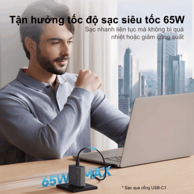 Củ Sạc Nhanh Cuktech AD653C 65W GaN: Sạc Siêu Tốc Cho Mọi Thiết Bị Của Bạn Củ Sạc Nhanh Cuktech AD653C 65W GaN: Sạc Siêu Tốc Cho Mọi Thiết Bị Của Bạn - <strong>Cuktech AD653C</strong> là củ sạc nhanh 65W trang bị công nghệ GaN tiên tiến, mang đến khả năng sạc siêu tốc và hiệu quả cho laptop, điện thoại thông minh, máy tính bảng và nhiều thiết bị khác. Với thiết kế nhỏ gọn, bền bỉ và nhiều tính năng bảo vệ, <strong>Cuktech AD653C</strong> là giải pháp sạc lý tưởng cho mọi nhu cầu. Tận hưởng tốc độ sạc vượt trội và an toàn tuyệt đối, giúp bạn tiết kiệm thời gian và luôn sẵn sàng cho mọi công việc. Đừng bỏ lỡ trải nghiệm sạc nhanh đỉnh cao với <strong>Cuktech AD653C</strong>!