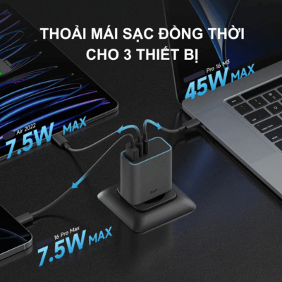 Củ Sạc Nhanh Cuktech AD653C 65W GaN: Sạc Siêu Tốc Cho Mọi Thiết Bị Của Bạn Củ Sạc Nhanh Cuktech AD653C 65W GaN: Sạc Siêu Tốc Cho Mọi Thiết Bị Của Bạn - <strong>Cuktech AD653C</strong> là củ sạc nhanh 65W trang bị công nghệ GaN tiên tiến, mang đến khả năng sạc siêu tốc và hiệu quả cho laptop, điện thoại thông minh, máy tính bảng và nhiều thiết bị khác. Với thiết kế nhỏ gọn, bền bỉ và nhiều tính năng bảo vệ, <strong>Cuktech AD653C</strong> là giải pháp sạc lý tưởng cho mọi nhu cầu. Tận hưởng tốc độ sạc vượt trội và an toàn tuyệt đối, giúp bạn tiết kiệm thời gian và luôn sẵn sàng cho mọi công việc. Đừng bỏ lỡ trải nghiệm sạc nhanh đỉnh cao với <strong>Cuktech AD653C</strong>!