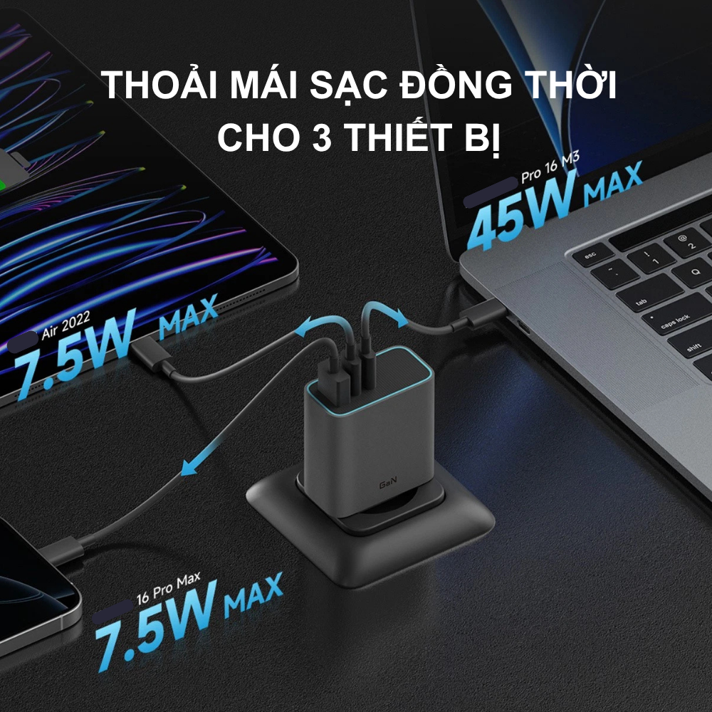 Củ Sạc Nhanh Cuktech AD653C 65W GaN: Sạc Siêu Tốc Cho Mọi Thiết Bị Của Bạn Củ Sạc Nhanh Cuktech AD653C 65W GaN: Sạc Siêu Tốc Cho Mọi Thiết Bị Của Bạn - Hình ảnh 9